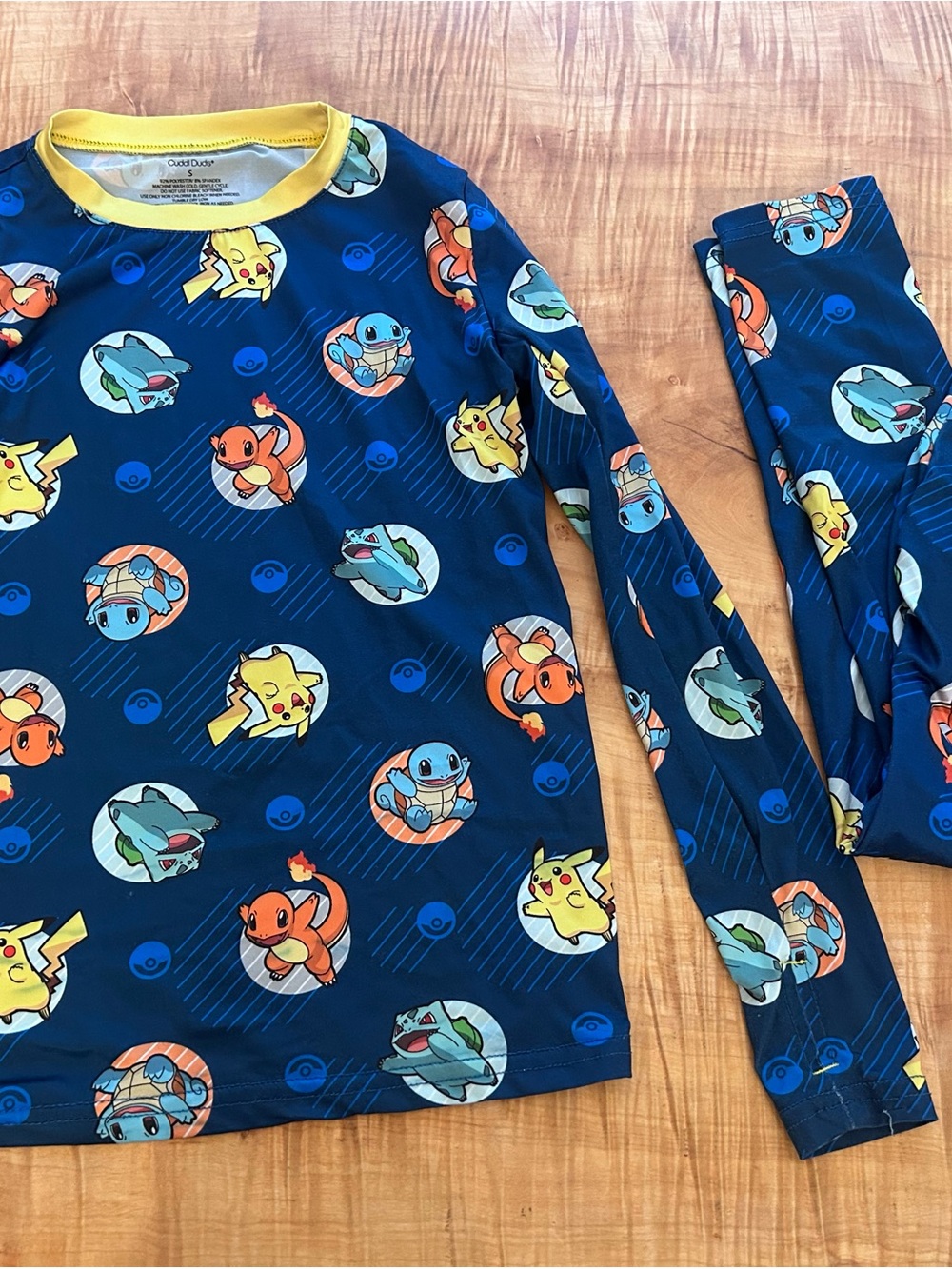 Cuddl Duds Navy Blue Pokémon Pajama Set with Yellow Trim
